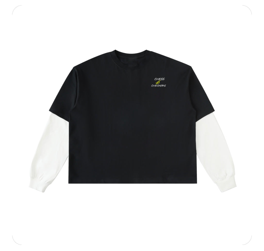 Layered Contrast Sleeve Cotton T-Shirt