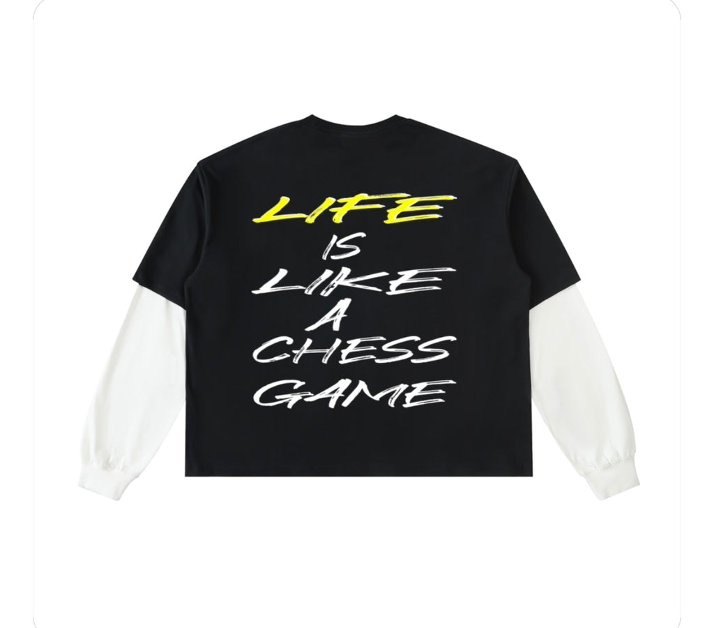 Layered Contrast Sleeve Cotton T-Shirt