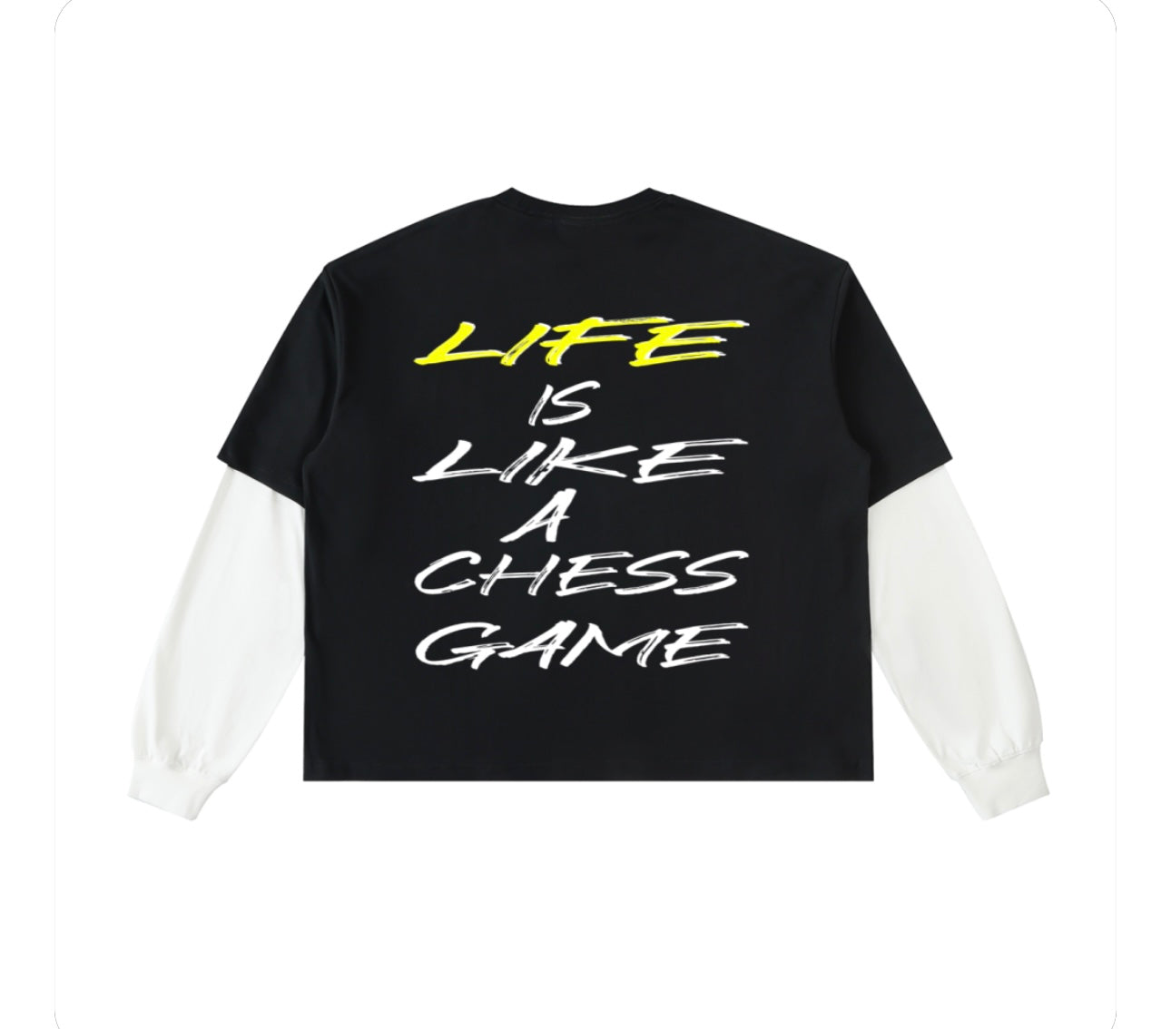 Layered Contrast Sleeve Cotton T-Shirt