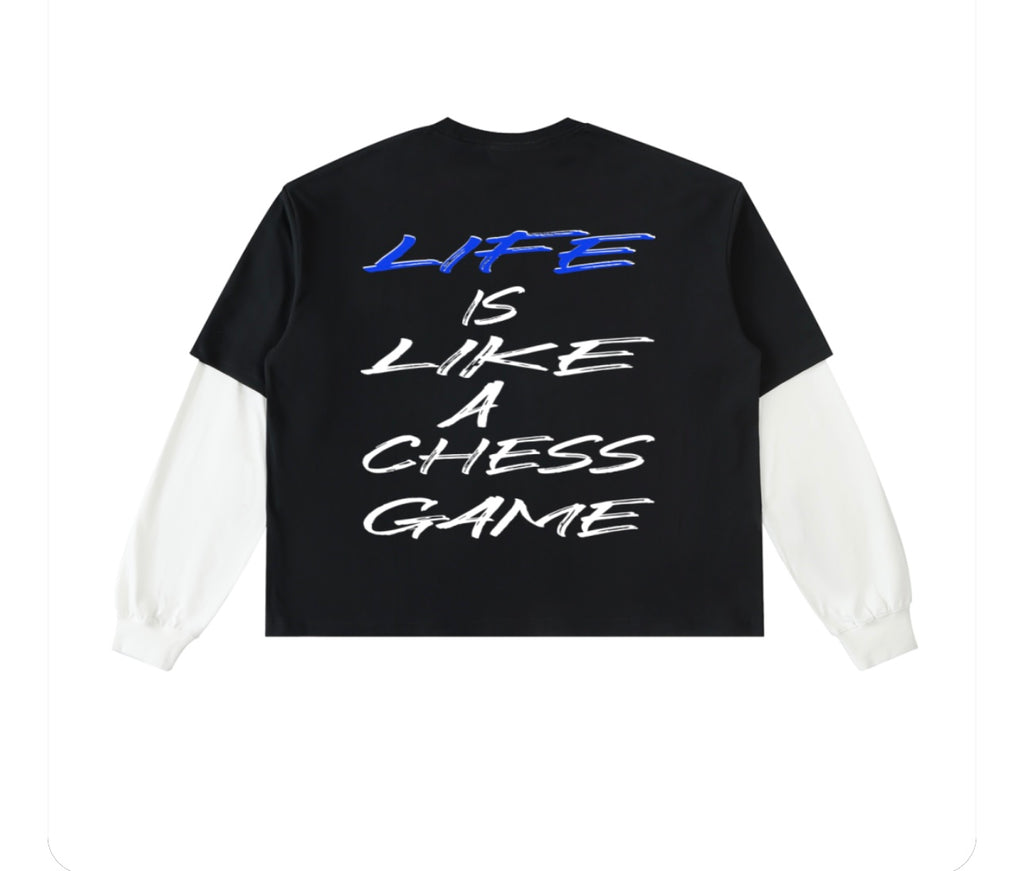 Layered Contrast Sleeve Cotton T-Shirt