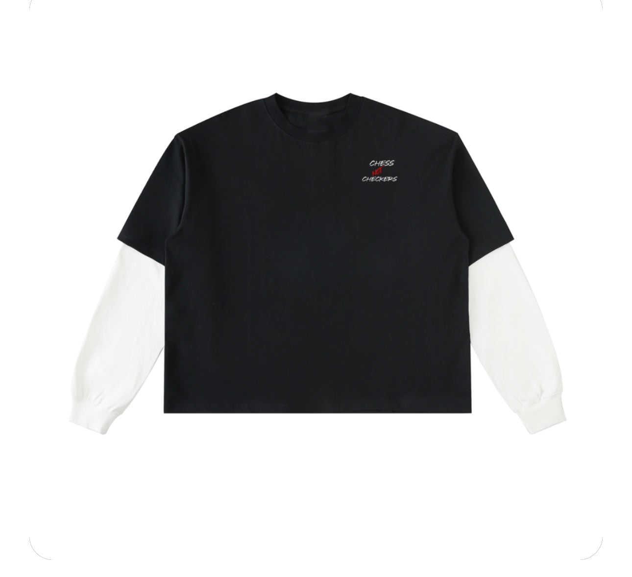 Layered Contrast Sleeve Cotton T-Shirt