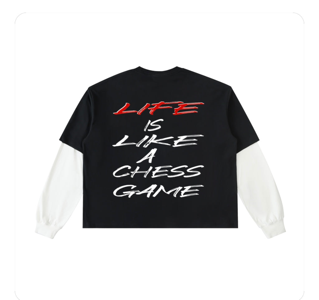 Layered Contrast Sleeve Cotton T-Shirt