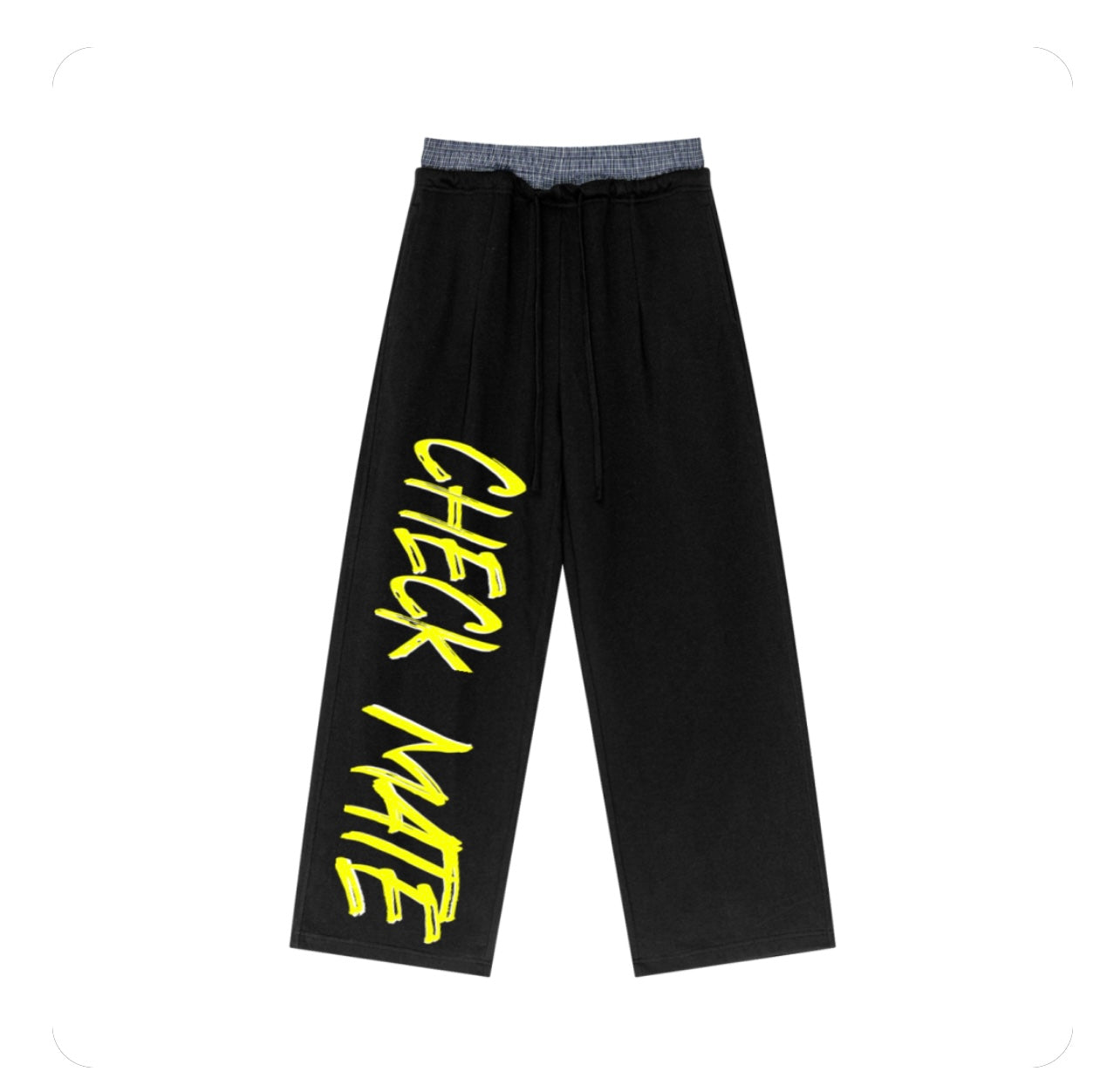 Plaid Contrast Waist Pants