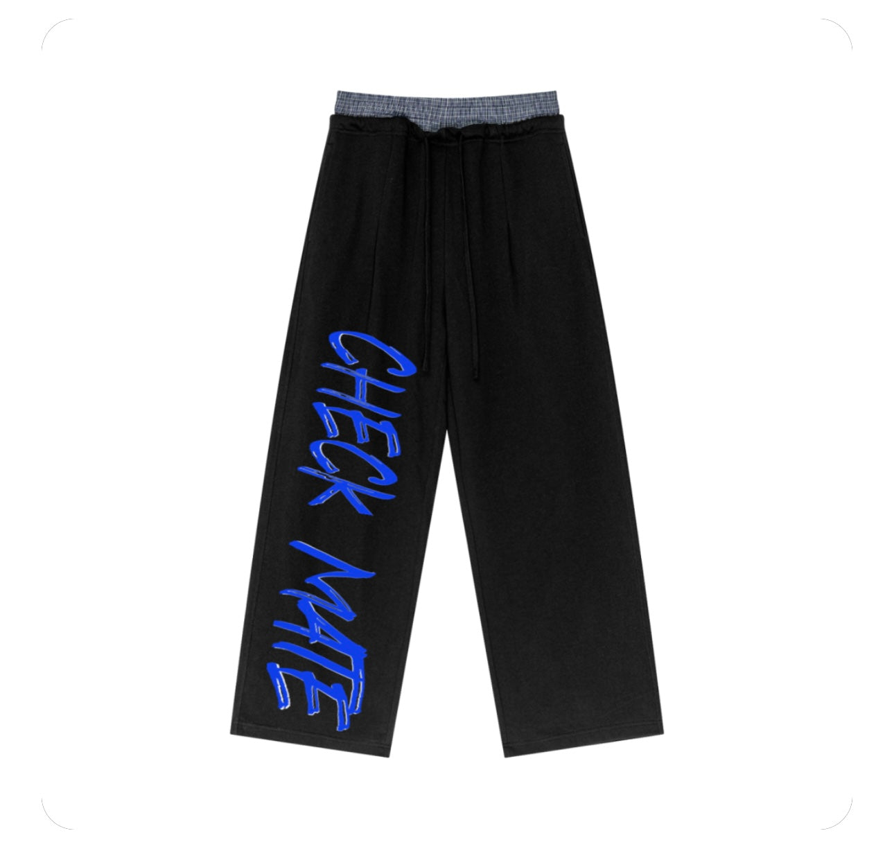 Plaid Contrast Waist Pants