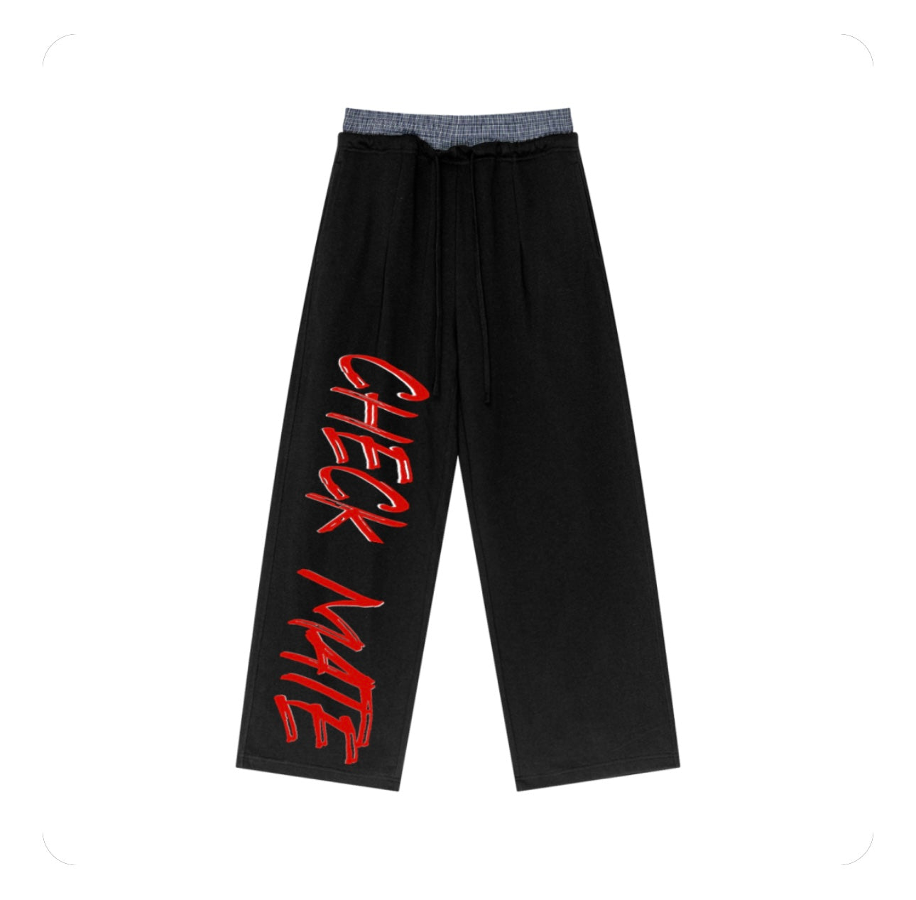 Plaid Contrast Waist Pants