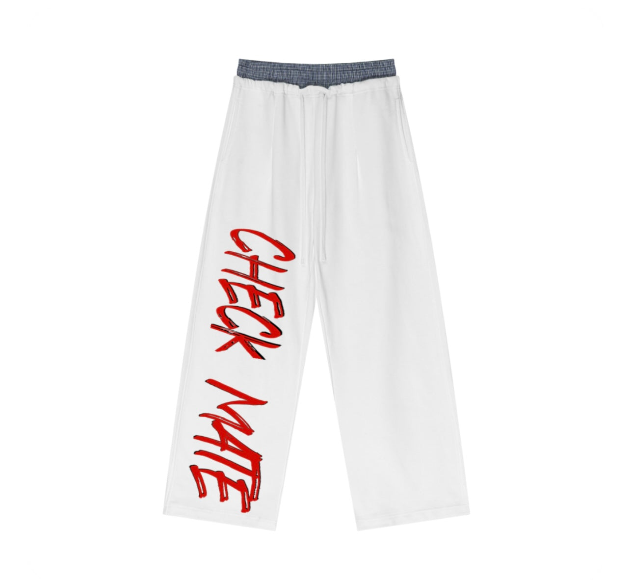 Plaid Contrast Waist Pants